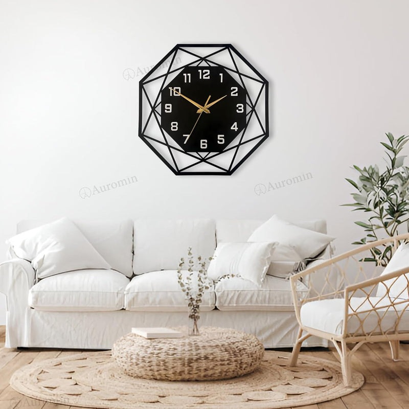 Hexagon Stylish Metal Wall Clock