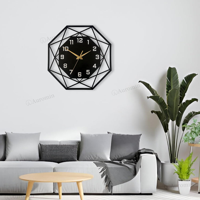 Hexagon Stylish Metal Wall Clock