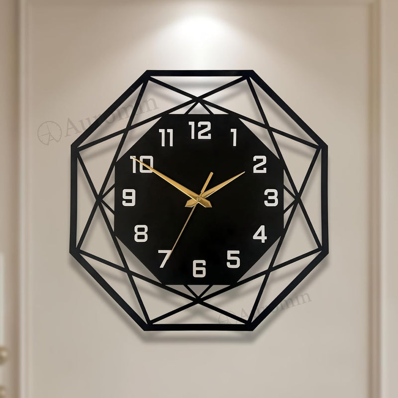 Hexagon Stylish Metal Wall Clock