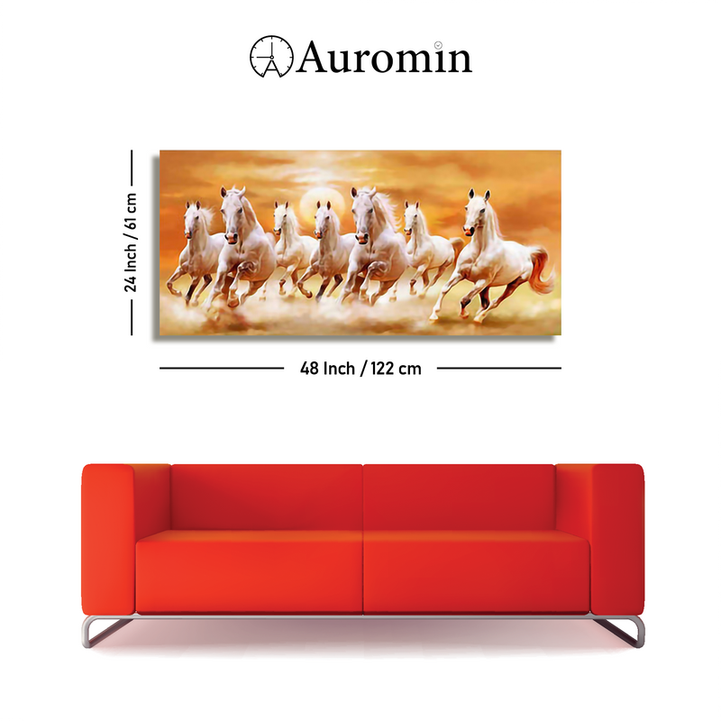 Beautiful Seven Running Horses Canvas Big Wall Painting