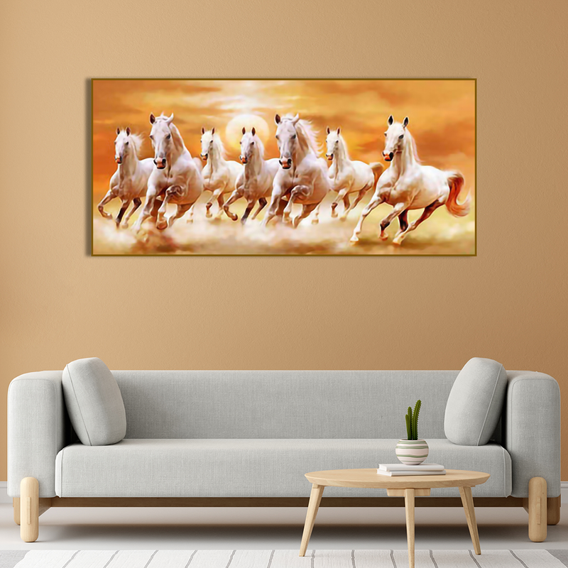 Beautiful Seven Running Horses Canvas Big Wall Painting