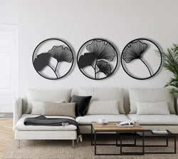 flower round frame wall art set of 3